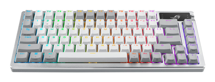 ASUS ROG Azoth – Gaming-Tastatur 75% – Mechanisch – USB, Bluetooth & 2,4 GHz – RGB – Ohne Ziffernblock – Weiss