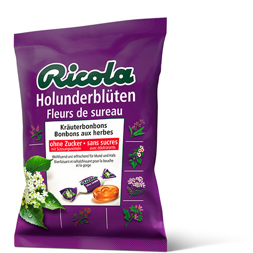 Ricola Lutschbonbons Holunderblüten zuckerfrei glutenfrei – 125 g