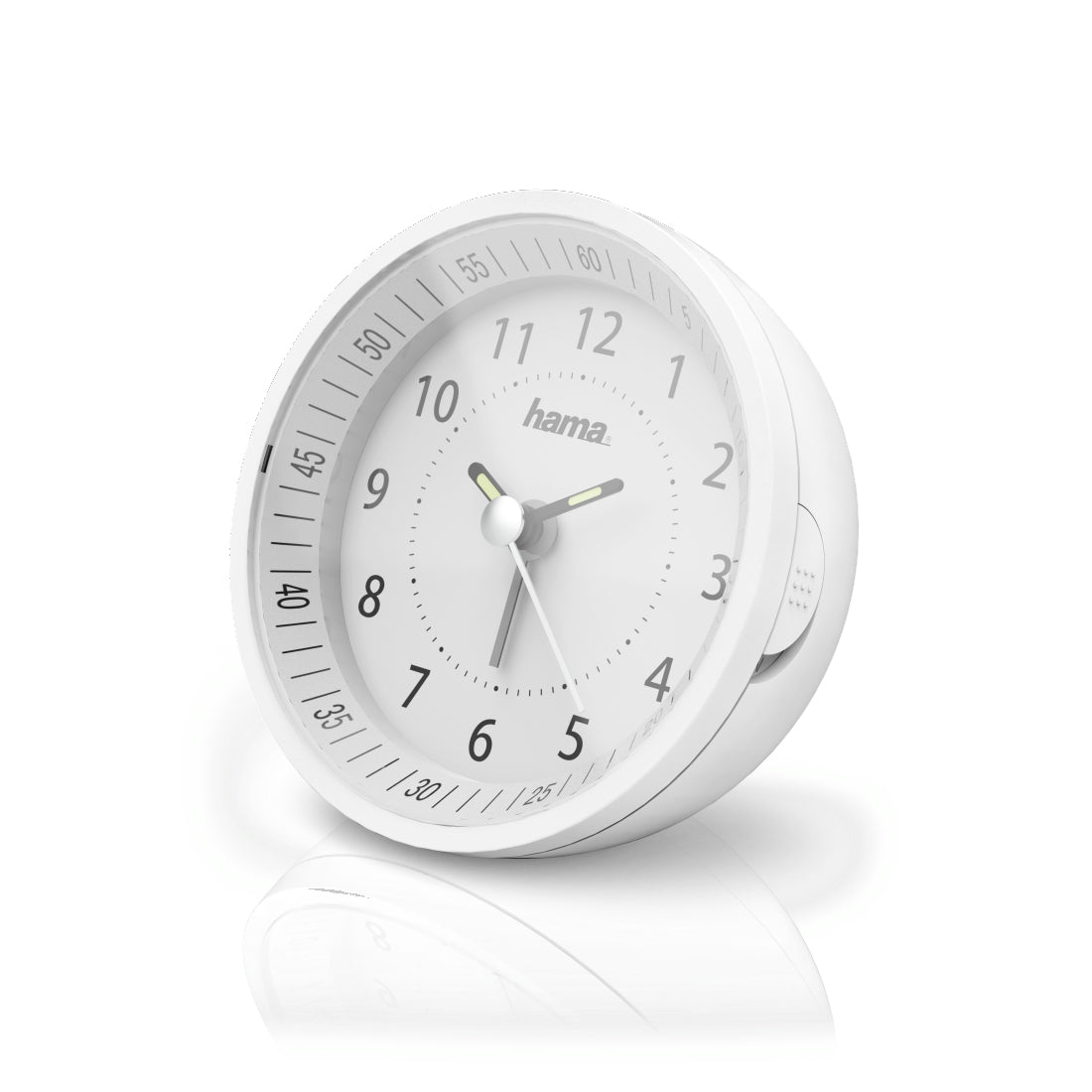 Hama Roundly Wecker – Funk, Analog, Schlummerfunktion, Ø 9 cm, Weiss, Kunststoff