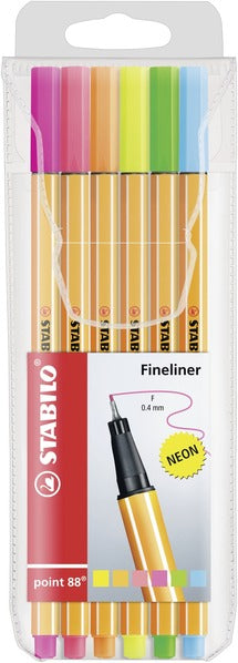 STABILO Fineliner – 6er-Set 0,4 mm – 6 Farben, sortiert