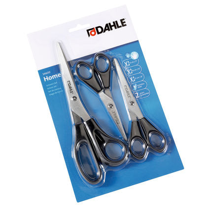 Dahle ECO Scheren-Set, spitz, für Rechtshänder – Edelstahl, ergonomischer Griff, schwarz, 3 Stk.