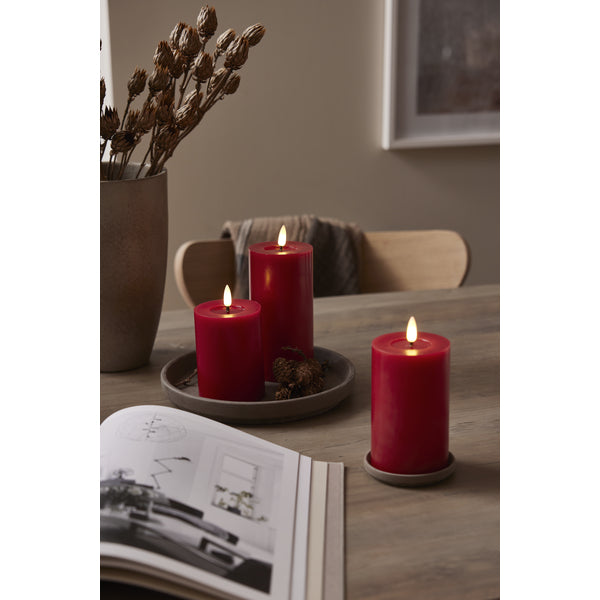 Star Trading LED-Kerze – Ø 7,5 × 17,5 cm – Kunststoff, Rot