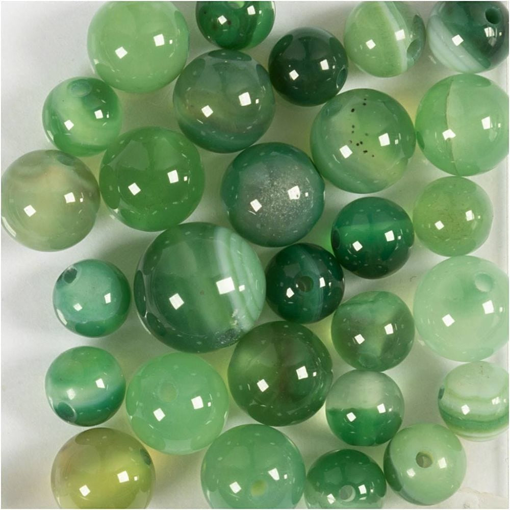 Creativ Company Achatperlen, rund – grün – Ø 8 mm, Loch 0,9 mm – 25 Stk.