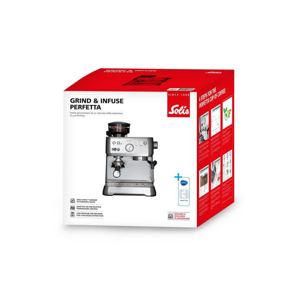 Solis Perfetta 1019 Kaffeevollautomat – 2,6 l, 16 bar, Milchaufschäumer, Silber