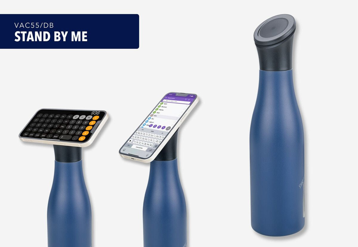 TROIKA STAND BY ME Isolierflasche 550 ml – doppelwandig 12 h heiss/24 h kalt, Edelstahl, Klappdeckel, Blau