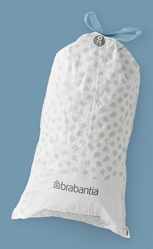 Brabantia Kehrichtsack – für PerfectFit O, 30 l, mit Zugband, PE, weiss, 440 × 760 mm, 40 Stk