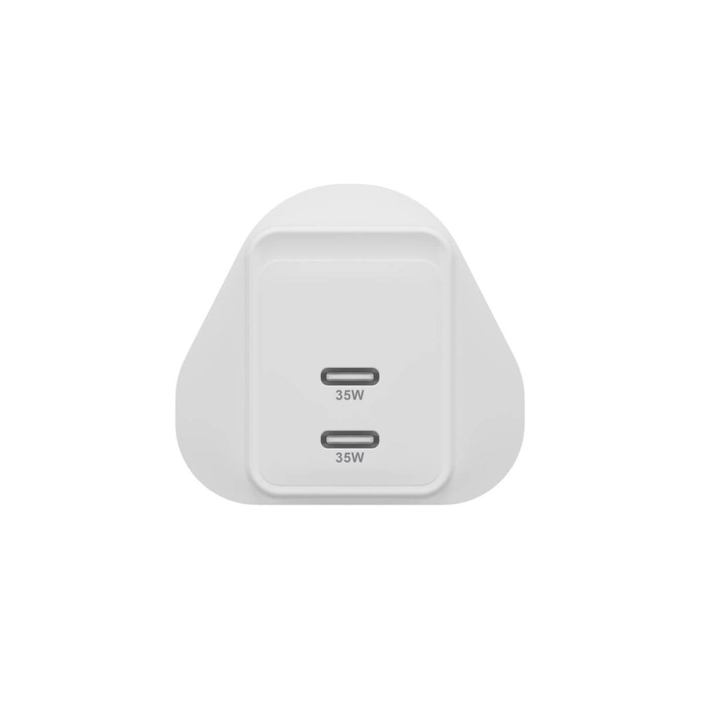 HyperJucie USB-Wandladegerät 35 W – USB-C×2 – PD 3.0, QC 3.0, PPS, GaN – UK-Stecker (Typ G) – Weiss