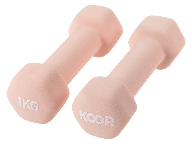 KOOR Kurzhantel Set – festes Gewicht – 1 kg – karamell, cremefarben – Eisen