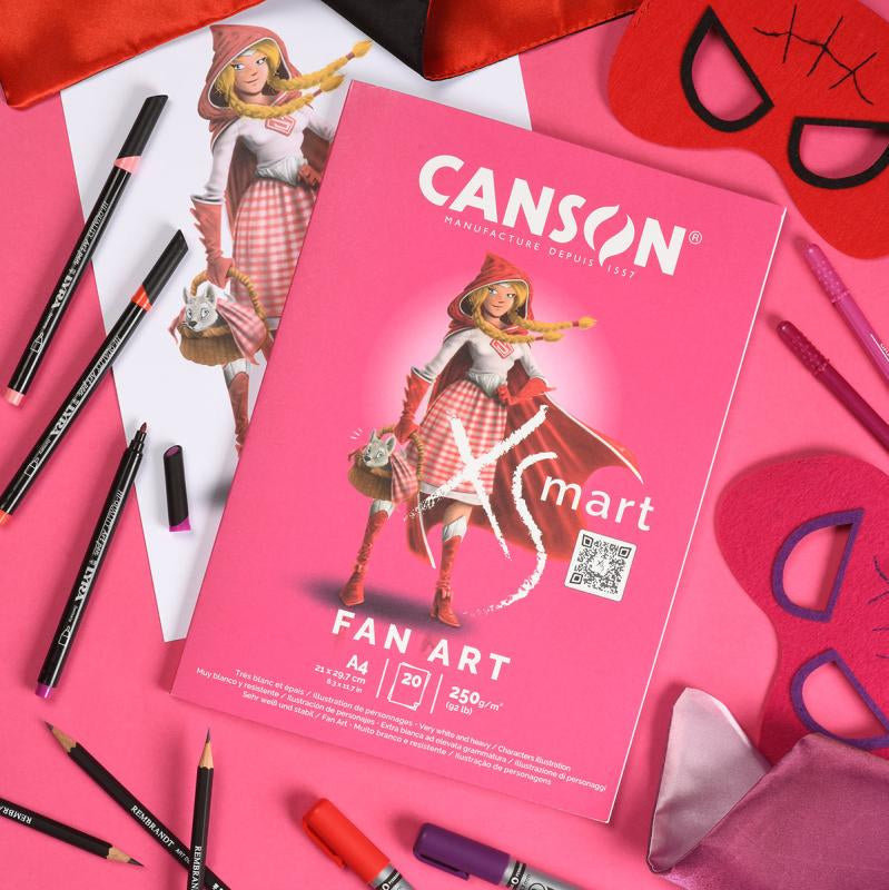 Canson Fan Art Zeichenblock – A4, 250 g/m², weiss, blanko, 20 Blatt – FSC