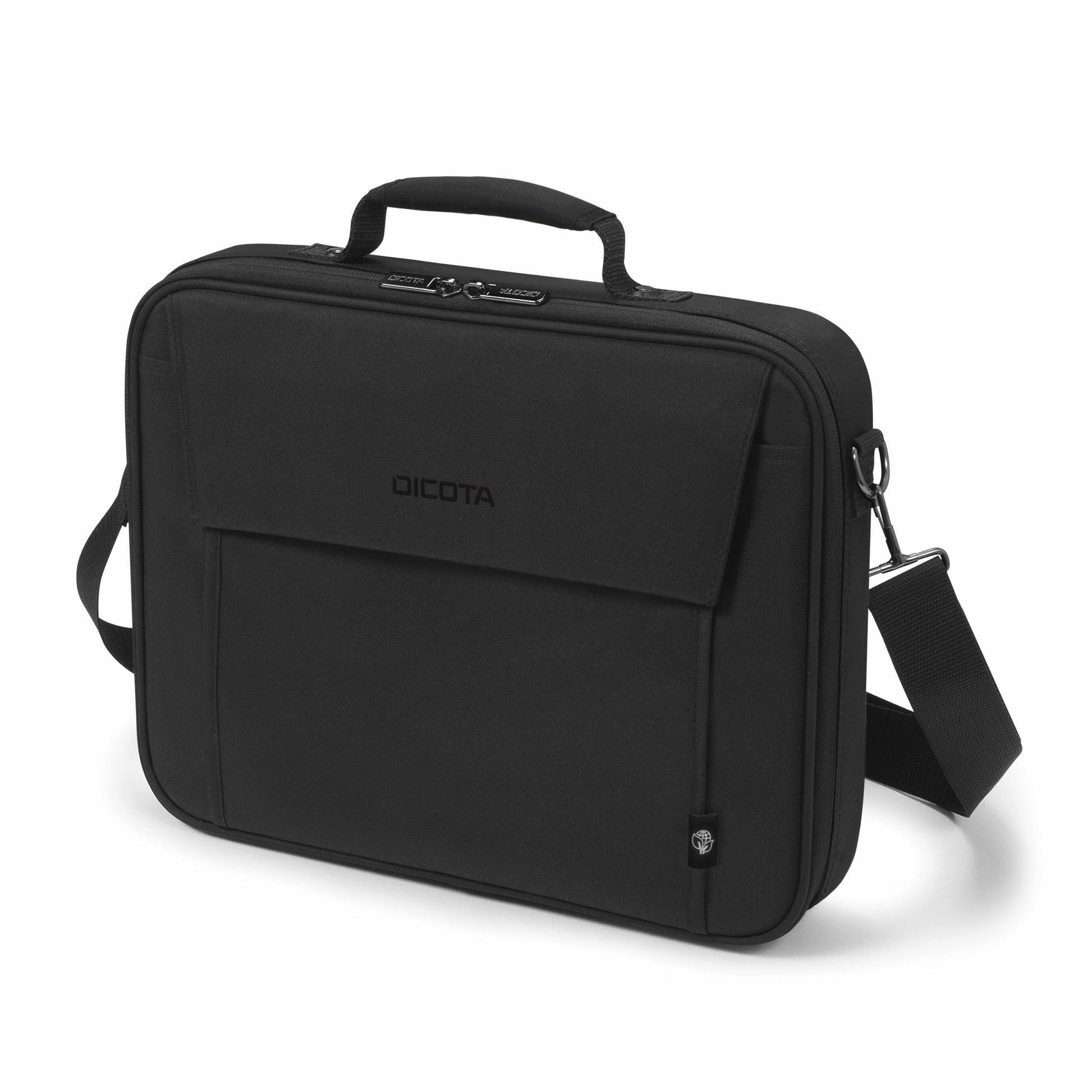 DICOTA Eco Multi BASE Notebook-Tasche bis 15,6" – Aus recyceltem PET, abnehmbarer Schultergurt – Schwarz
