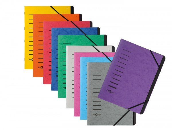 Pagna A4 Fächermappe – 12 Fächer, Gummiband, Karton, Gelb, Griffregister 1–12