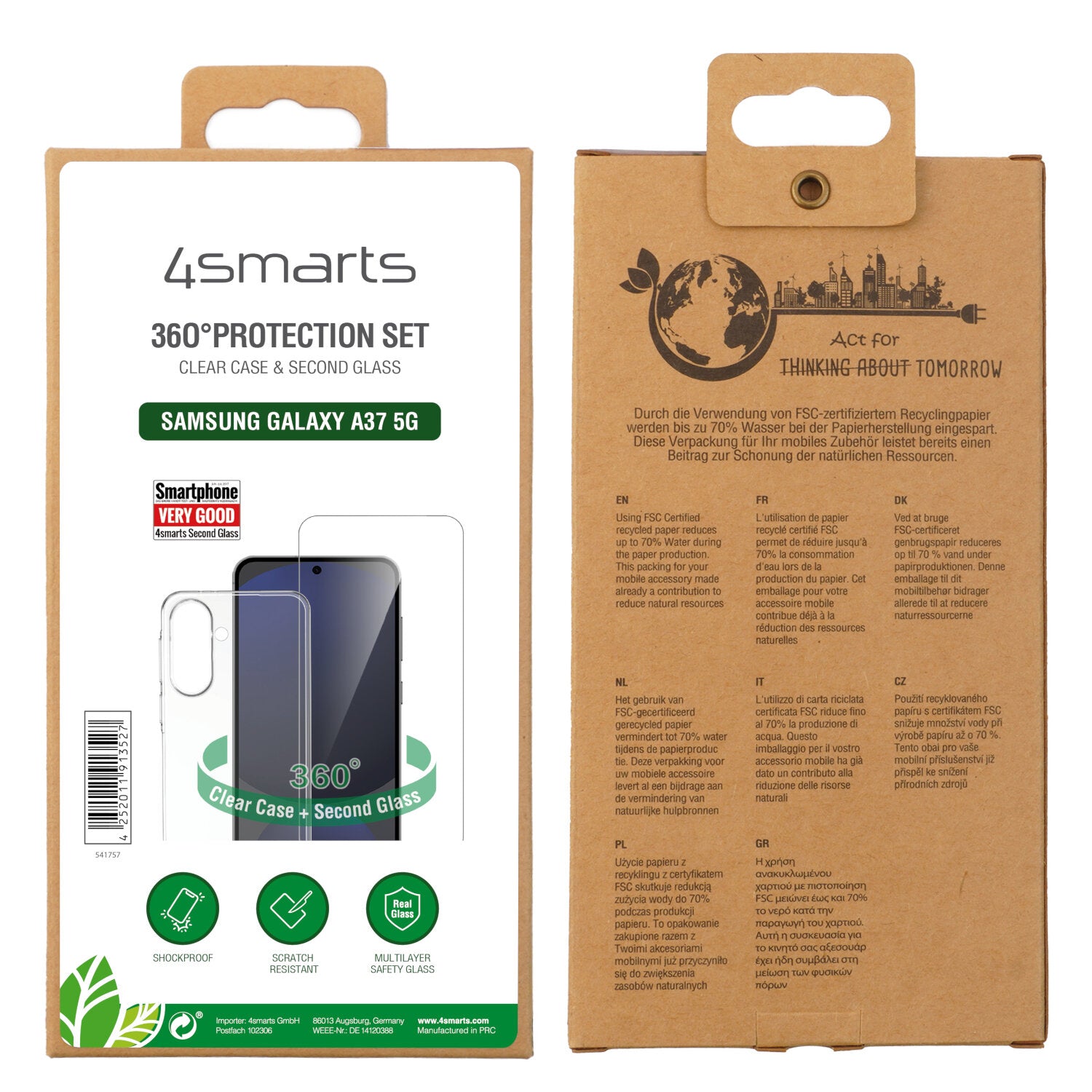 4smarts 360 Schutz Set – Rückseite – für Samsung Galaxy A37 5G, Transparent, Displayschutz