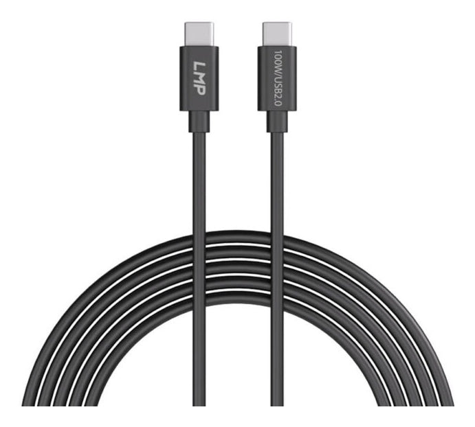 LMP USB-C auf USB-C Kabel – USB 2.0 (480 Mbit/s) – 0,3 m – PD 100 W – TPE – Schwarz