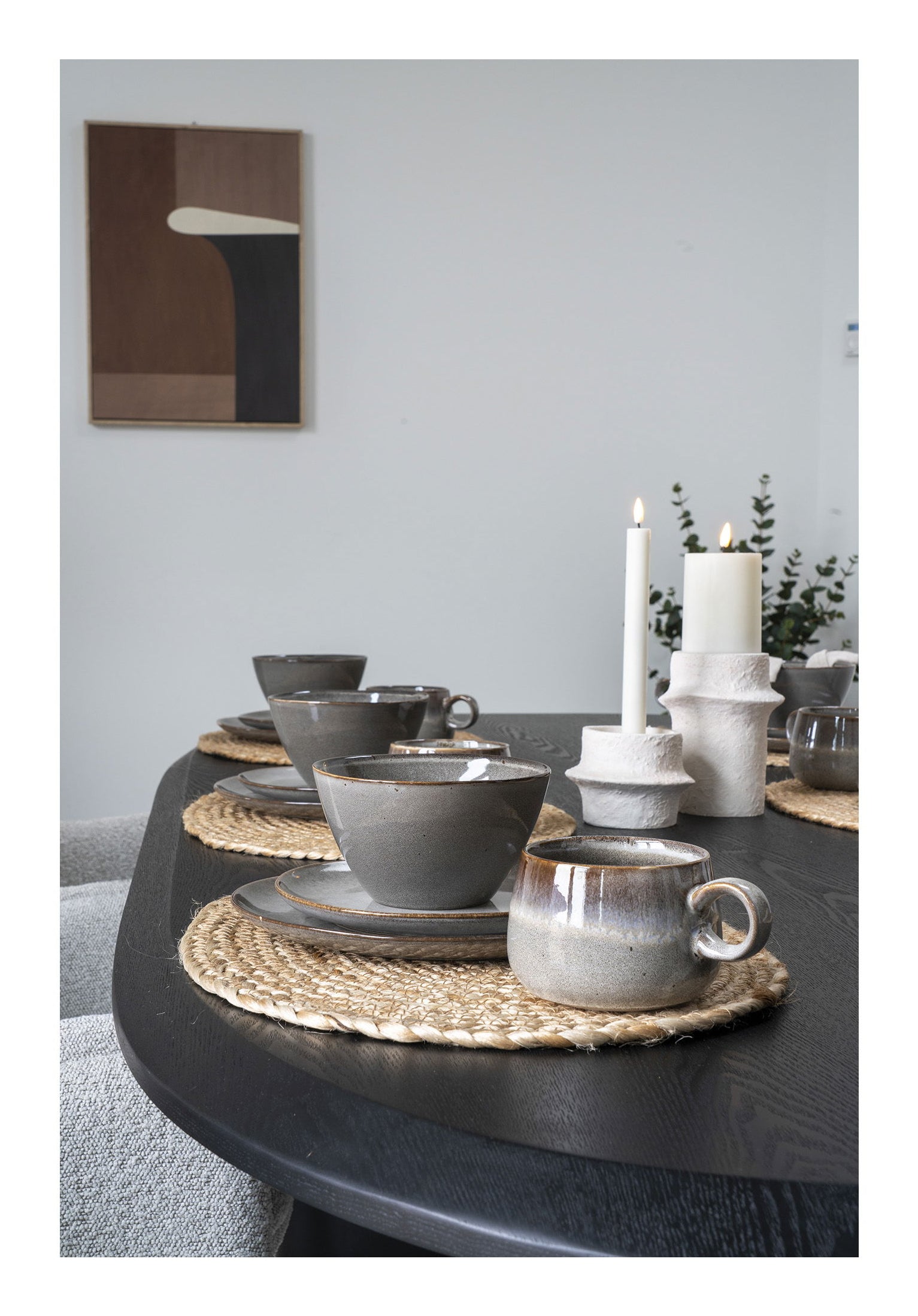 House Nordic Dessertteller – 4er Set, Ø 21,0 cm, Keramik, Braun/Grau, spülmaschinenfest, mikrowellengeeignet