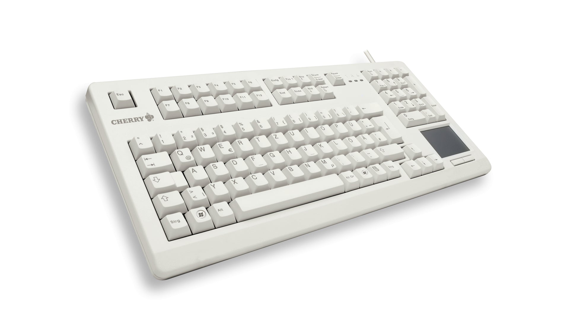 CHERRY TouchBoard G80-11900 – Tastatur, kabelgebunden (USB), US-Layout (EN), mit Touchpad, Grau – für Windows