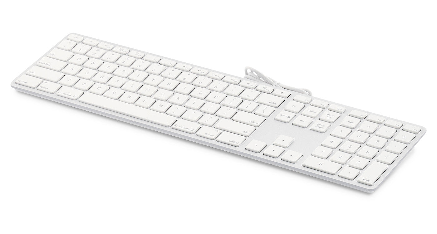 LMP KB-1243 – Tastatur, kabelgebunden (USB-A), US-Layout (EN), Fullsize (mit Ziffernblock), Scherenmechanik, Weiss
