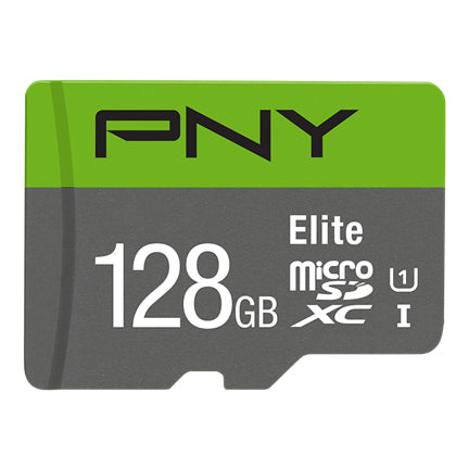 PNY Elite 128 GB – microSDXC – UHS-I, Klasse 10 (U1), V10 – Grün/Grau