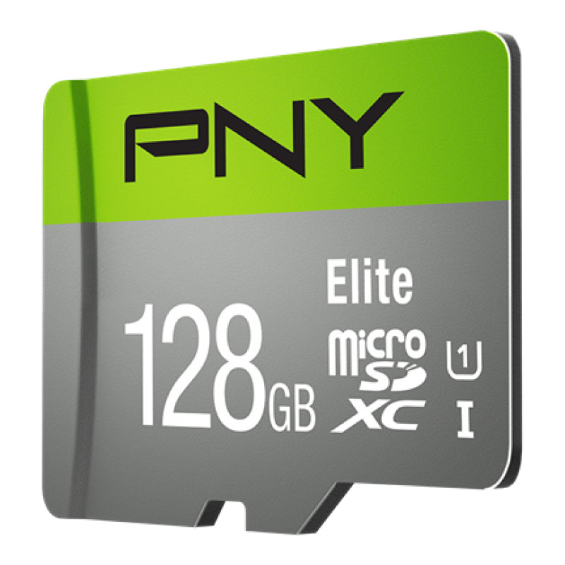 PNY Elite 128 GB – microSDXC – UHS-I, Klasse 10 (U1), V10 – Grün/Grau