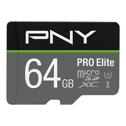 PNY PRO Elite PSDU64GV3 microSDXC 64 GB – UHS-I, Klasse 10, U3, A1, 100/90 MB/s, inkl. SD-Adapter