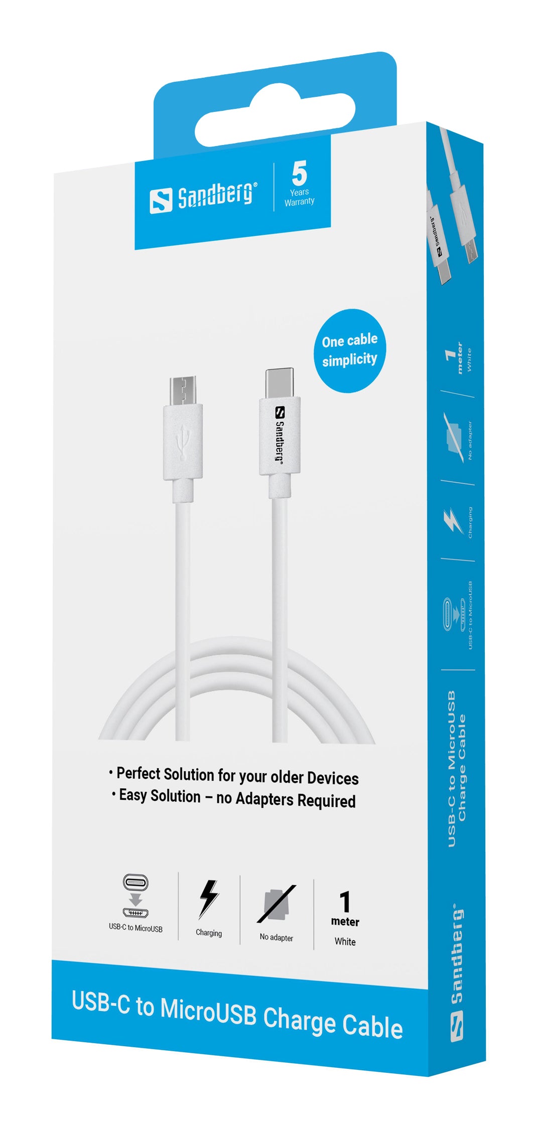 Sandberg Kabel – USB-C auf Micro-USB 1 m – für Micro-USB Geräte