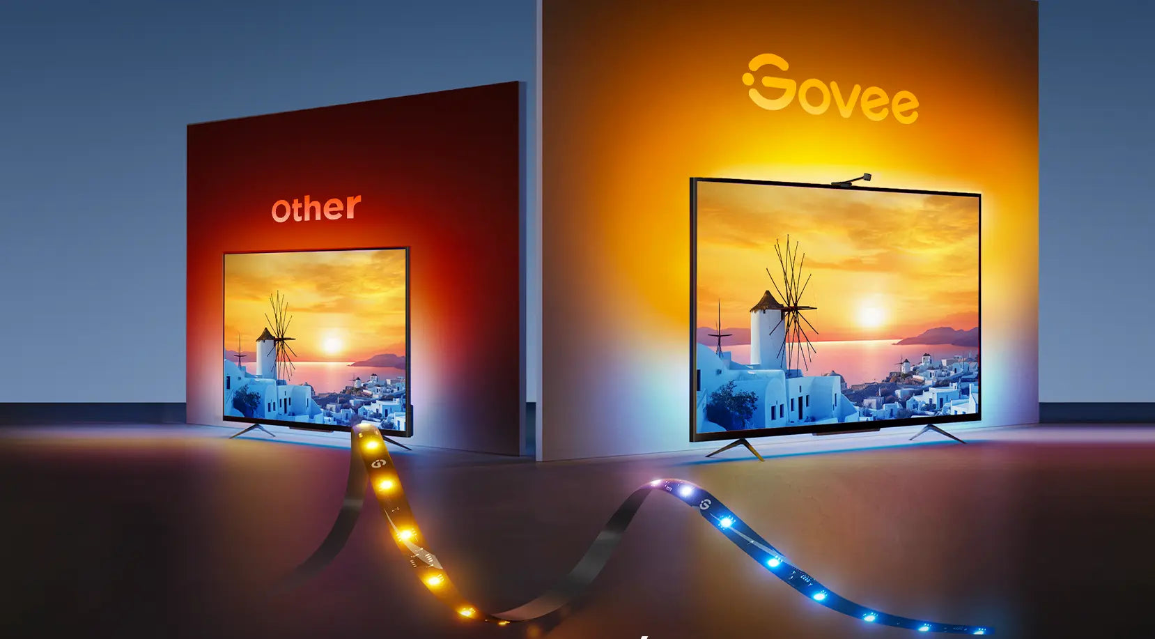 Govee Envisual H6098 TV-Backlight-Set – RGBIC, Wi‑Fi + Bluetooth – für 55–65" TVs – Schwarz