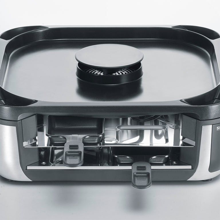Severin Raclette-Grill RG 2379 – 8 Personen, Keramikbeschichtet, 1900 W – Schwarz/Silber