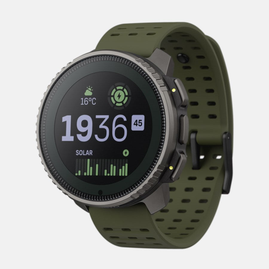 Suunto Vertical Titanium Solar 49 mm GPS – Glasfaserverstärktes Polymer Schwarz, Sportband, Forest, S/M, 100