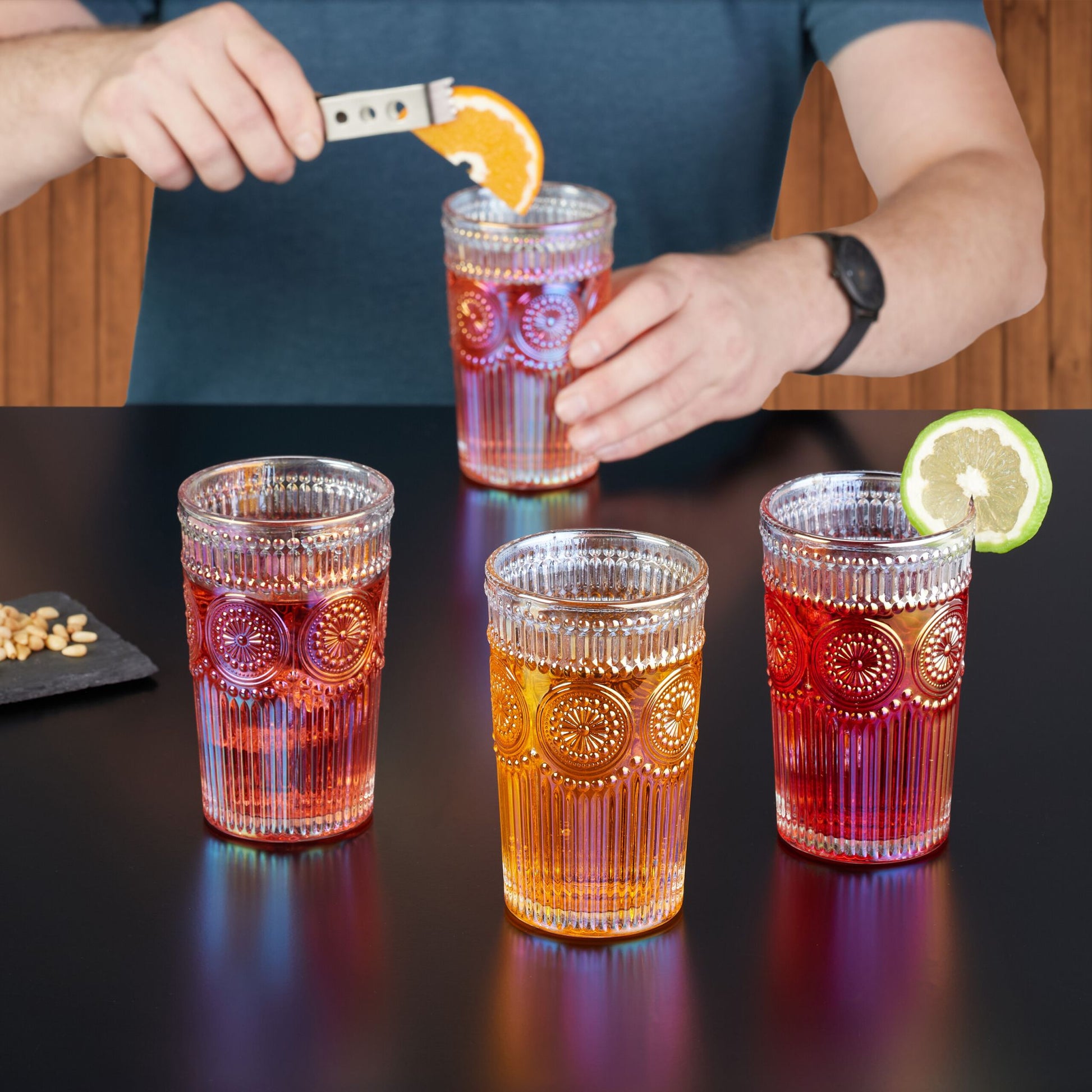 Relaxdays Trinkgläser – 4er Set, 360 ml, Ø 8,0 cm, H 12,5 cm, Glas, Transparent, spülmaschinenfest