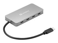 Sandberg USB-Hub – 4× USB-C, 10 Gbit/s, für Windows/Mac