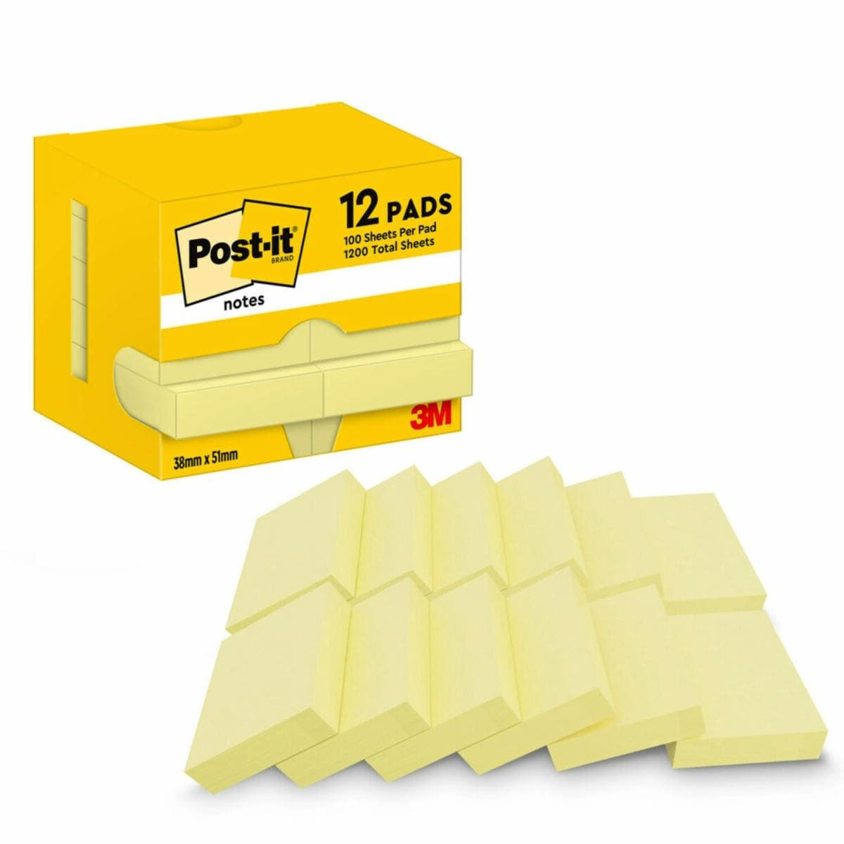 Post-it Haftnotizen – 51×38 mm – Gelb, 12×100 Blatt, PEFC
