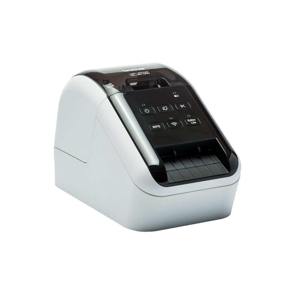 Brother QL-810W – Etikettendrucker, Thermodirekt, 300 × 600 dpi, bis 62 mm, WLAN, Schwarz/Rot