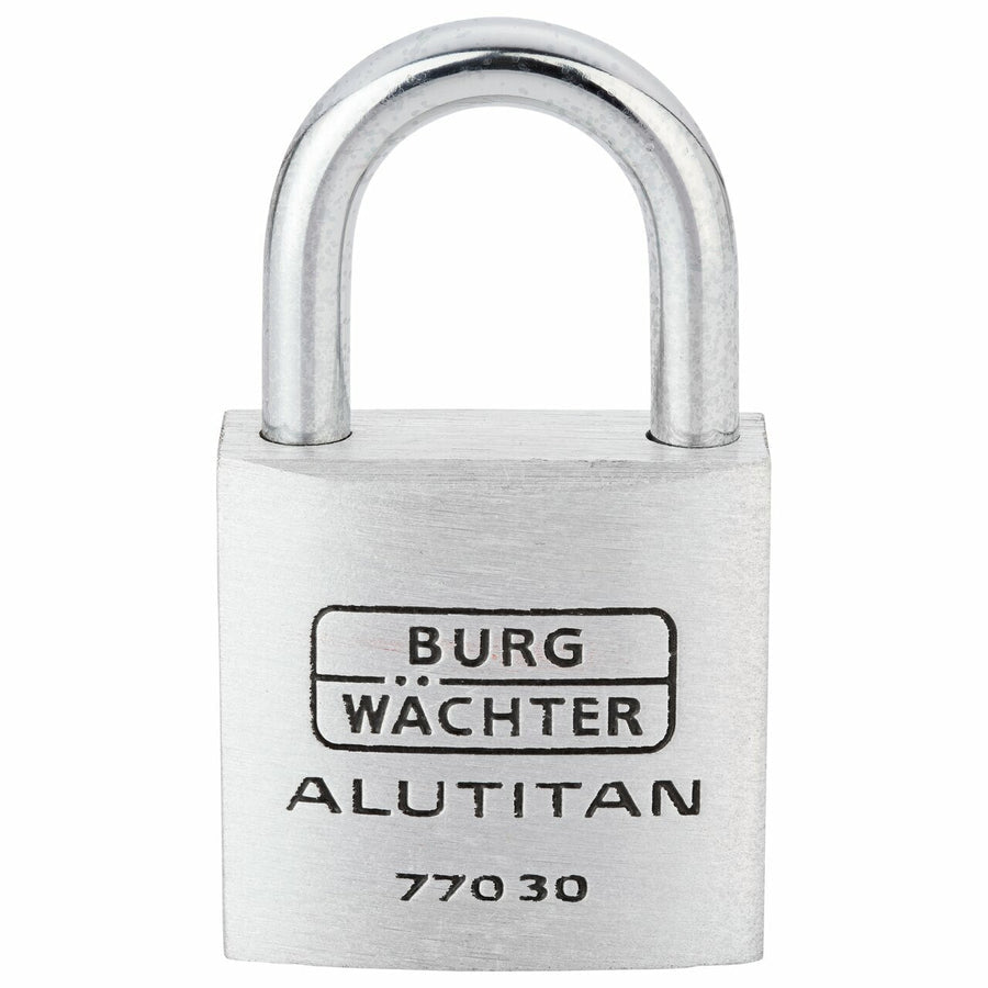 BURG-WÄCHTER 770 Alutitan Mechanisches Vorhängeschloss – Aluminium, Bügel 17×16 mm, Ø5 mm, Aussen, Silber