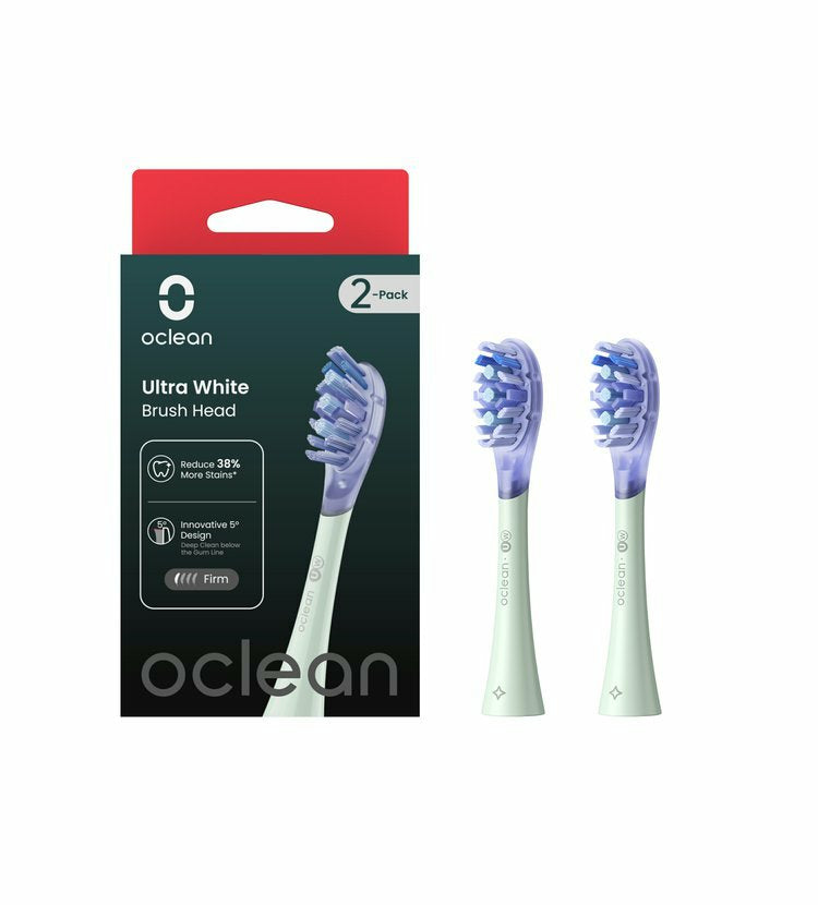 Oclean Ersatzbürstenkopf Ultra White – für Oclean Zahnbürsten – 2 Stk, grün, extra weich
