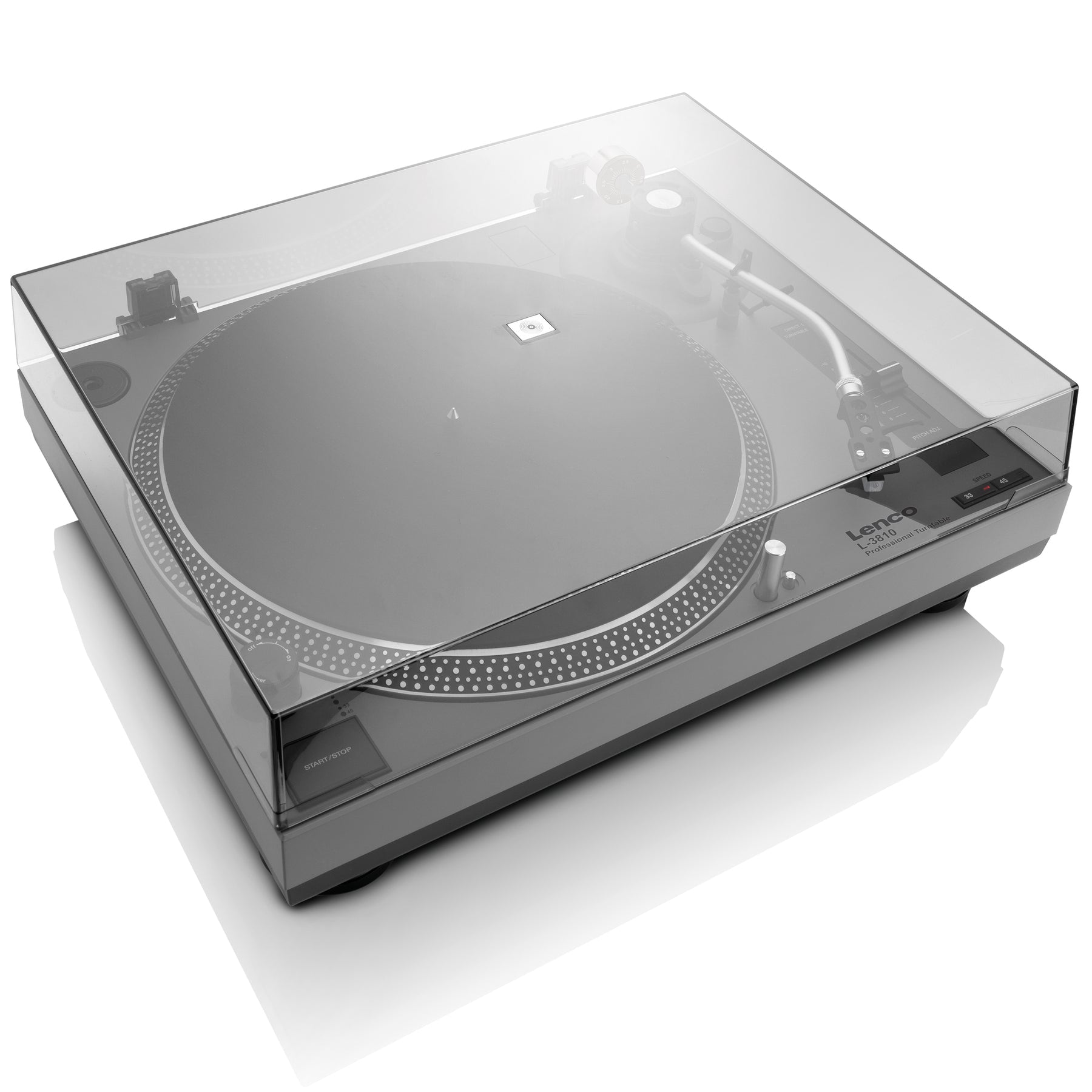 Lenco L-3810 – Plattenspieler (Direktantrieb, manuell), Phono-Vorverstärker, 33⅓/45 – Grau