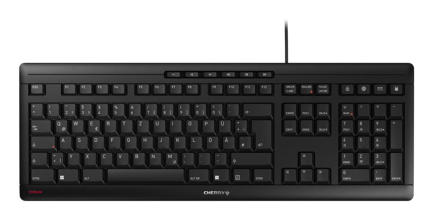 CHERRY STREAM – Tastatur, kabelgebunden (USB-A), DE-Layout (DE), Fullsize (mit Ziffernblock) – für Windows