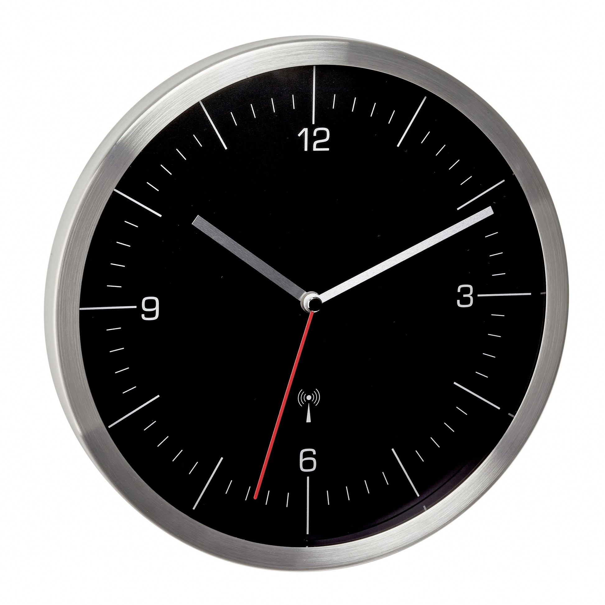 TFA-Dostmann TFA Dostmann Wanduhr – Funk, analog, Ø 24,5 cm, Silber, Edelstahl