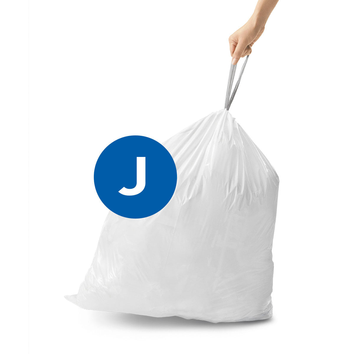 simplehuman Kehrichtsack für Code J – 45 l, mit Zugband, PE, weiss, 759 × 533 mm, 100 Stk