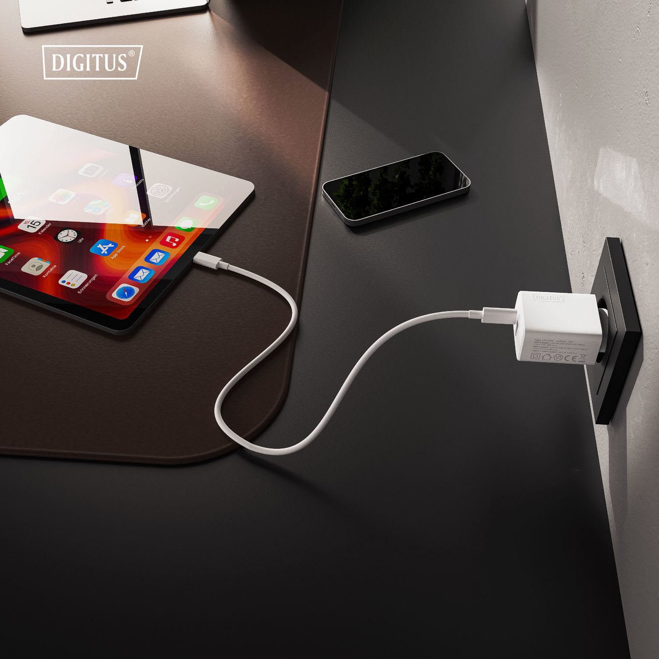 Digitus USB-Ladegerät 30 W GaN – USB-C×1, USB-A×1 – Weiss