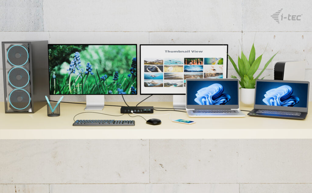 i-tec Dockingstation – USB-C, 4× HDMI, 5× USB-A, 92 W PD, GbE, 3,5 mm Audio, für Windows/Mac/ChromeOS