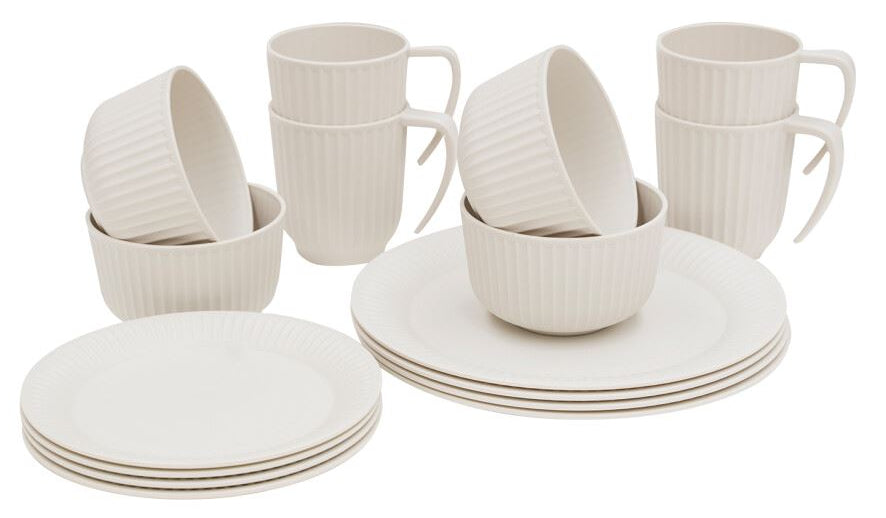 Outwell Geschirrset Delish – 16-teiliges Set, Schüssel 0,5 l, Becher 450 ml, Kunststoff (PP), spülmaschinenfest