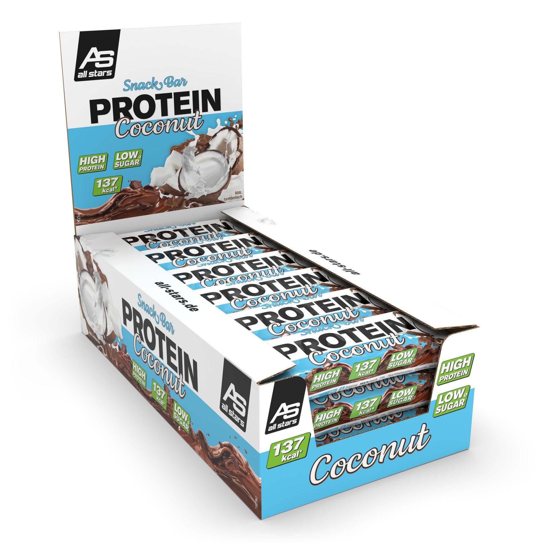 ALL STARS Fitness Products ALL STARS Protein Snack Riegel – Kokos – 18 × 35 g