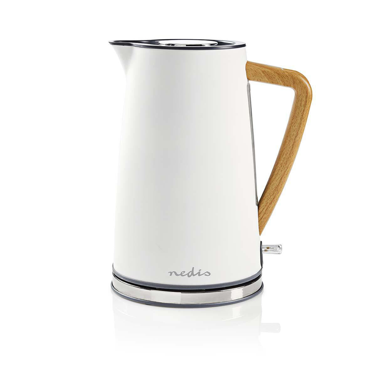 Nedis Wasserkocher – 1,7 l, Kunststoff, 2200 W, Weiss, 360°-Sockel