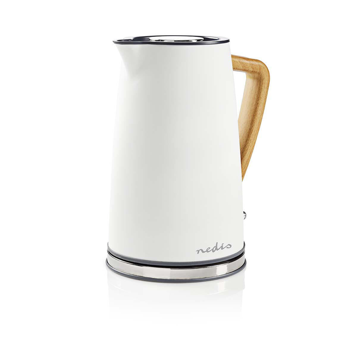Nedis Wasserkocher – 1,7 l, Kunststoff, 2200 W, Weiss, 360°-Sockel