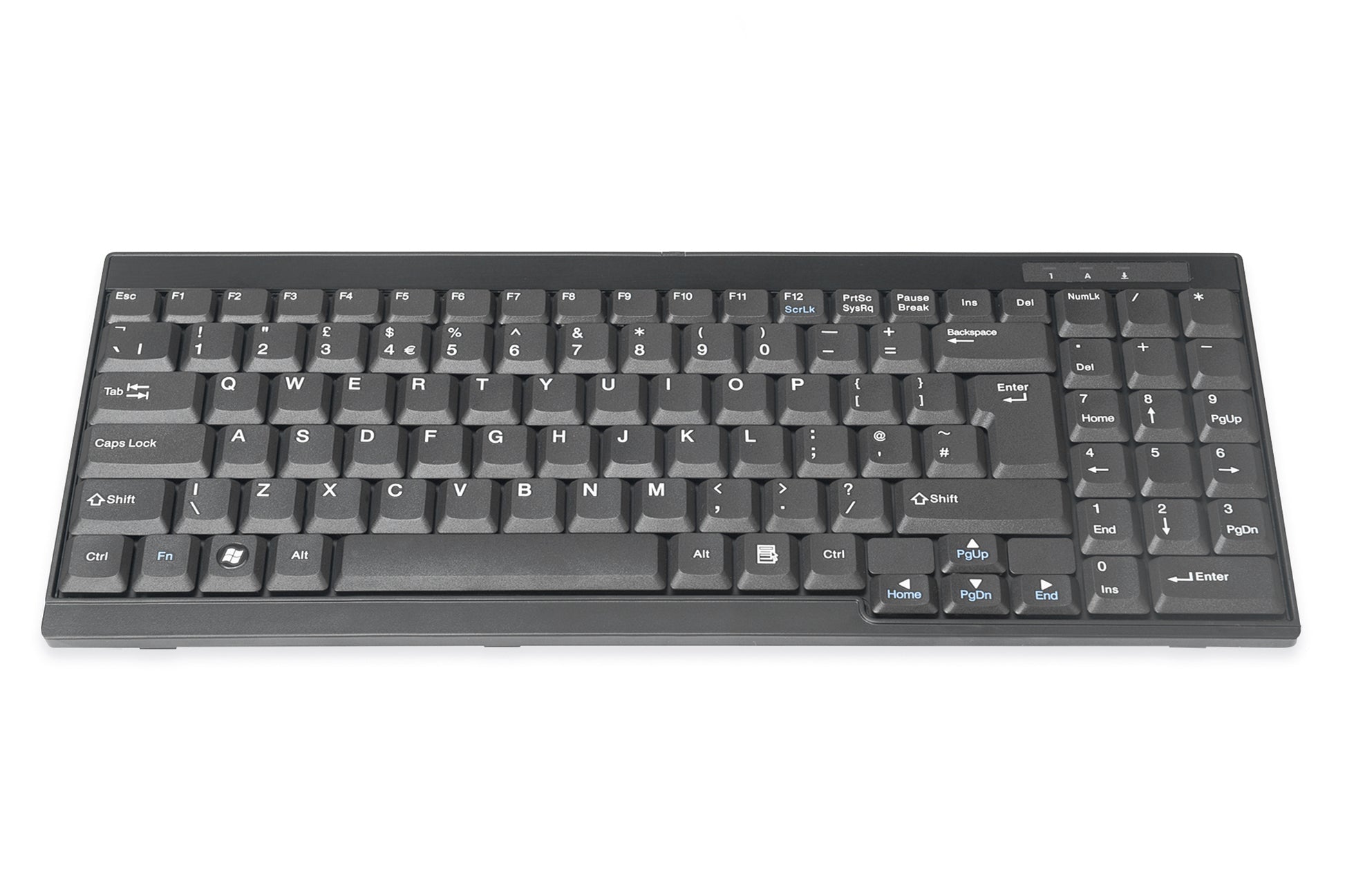 Digitus Tastatur, kabelgebunden, UK-Layout (EN), Fullsize (mit Ziffernblock), schwarz – für Windows