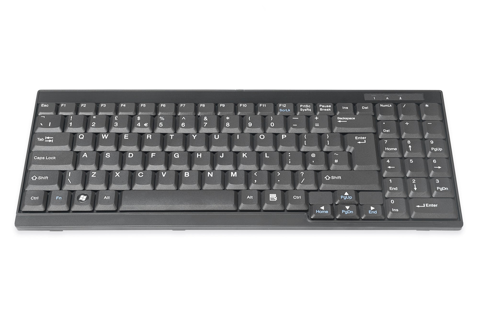 Digitus Tastatur, kabelgebunden, UK-Layout (EN), Fullsize (mit Ziffernblock), schwarz – für Windows