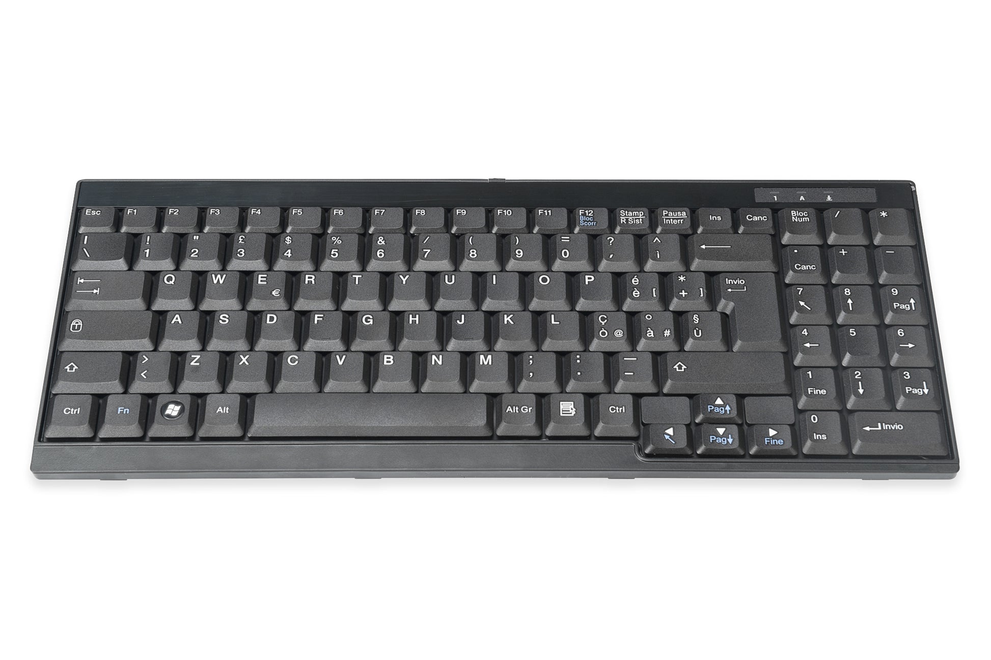 Digitus Tastatur, kabelgebunden, IT-Layout (IT), Fullsize (mit Ziffernblock), schwarz – für Windows