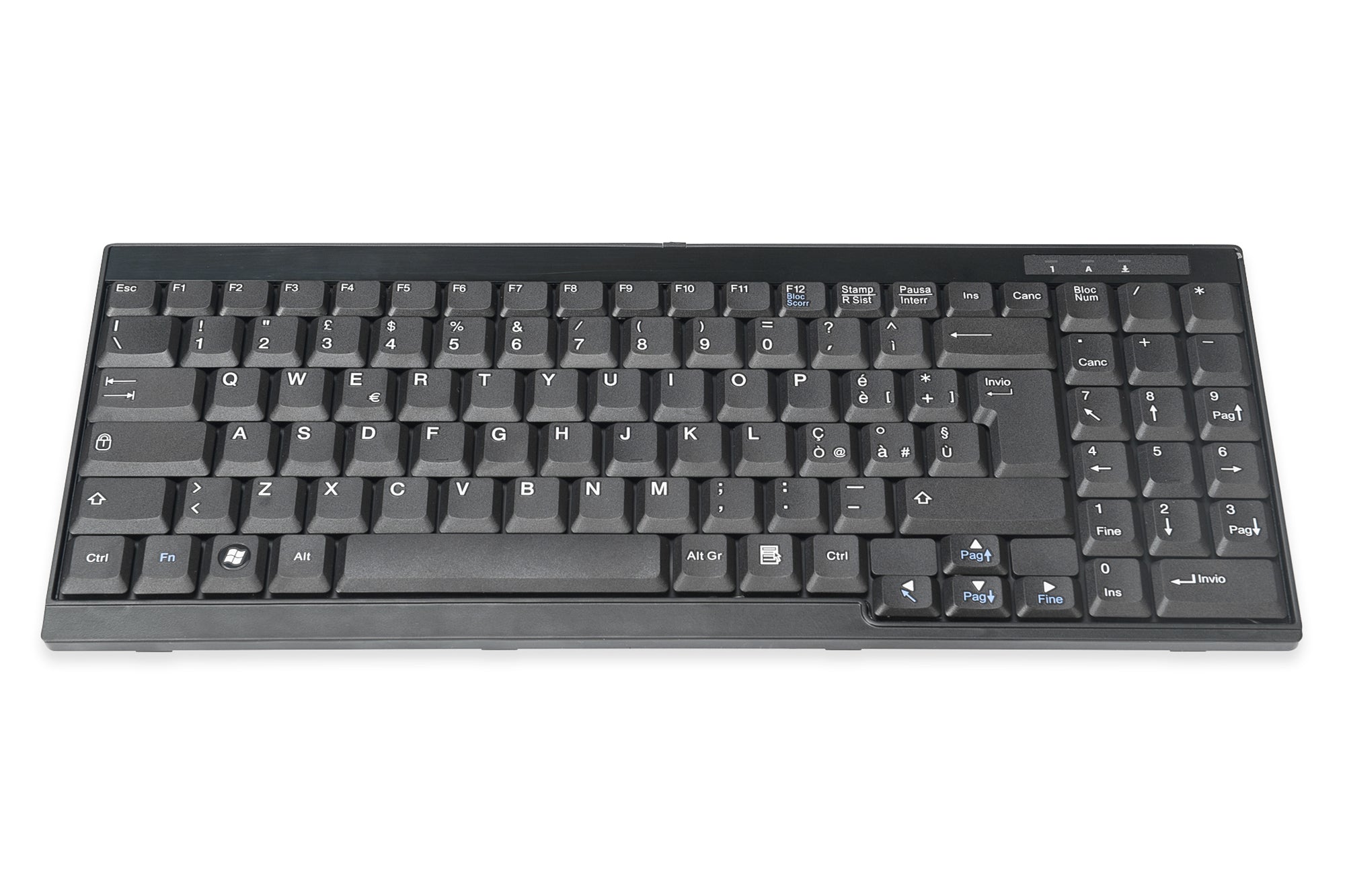 Digitus Tastatur, kabelgebunden, IT-Layout (IT), Fullsize (mit Ziffernblock), schwarz – für Windows