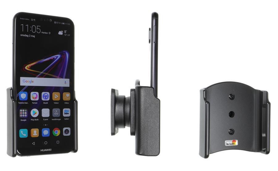 Brodit Auto-Halterung, Schraubbefestigung, drehbar 360°, neigbar 0–17° – für Huawei P20 Lite – Schwarz