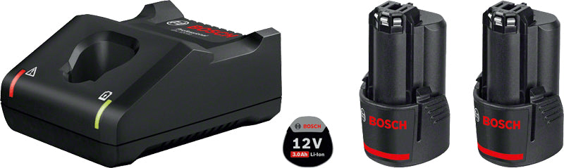 Bosch Professionelles Akku- & Ladegerät-Set 12 V 3 Ah – 2 Stk – LED-Anzeige – für Bosch Professional 12 V