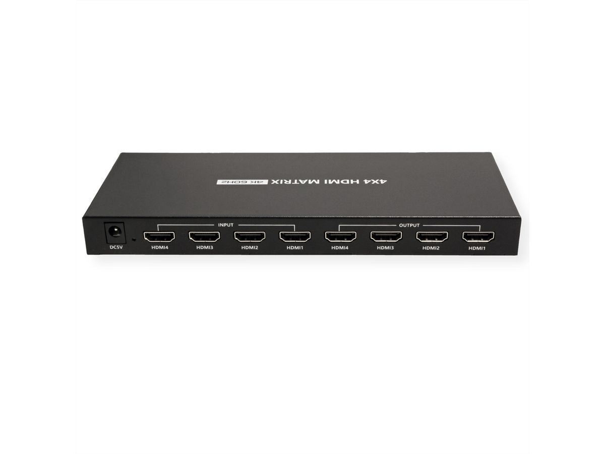 VALUE 4×4 HDMI-Matrix, 4K60, RS-232/IR-Fernbedienung